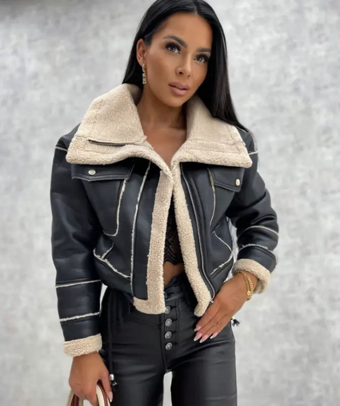 Blouson Cuir Faux Noir Féminin - BerlinGlamour
