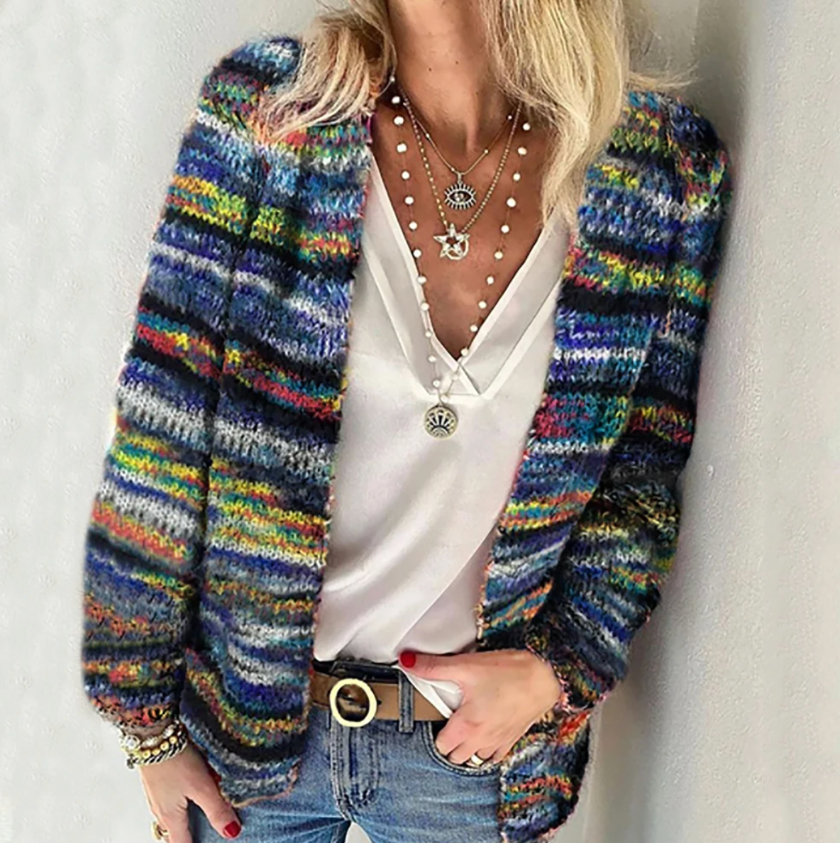 Pull Femme Tricot Coloré Élégant
