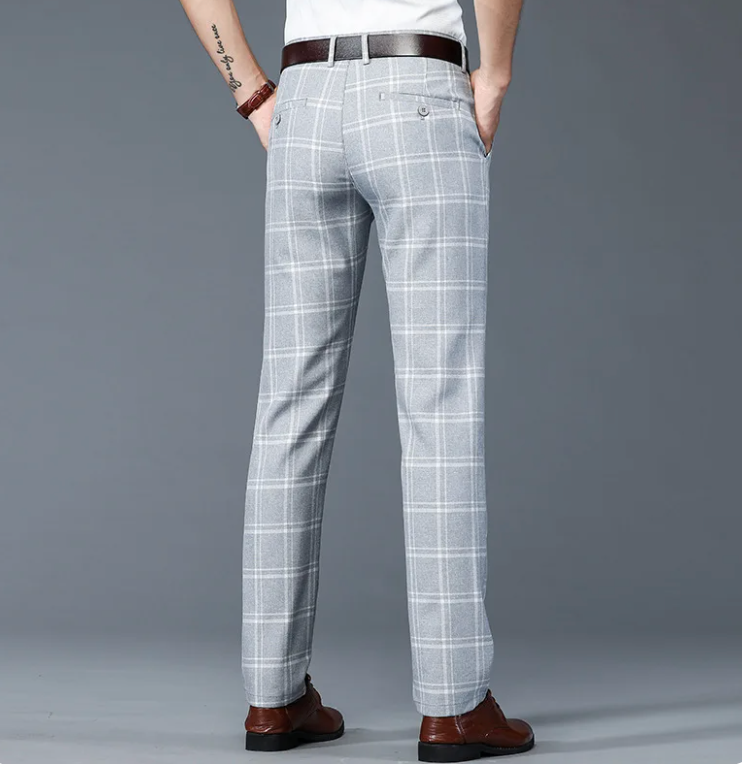 Pantalon chino élastique homme carreaux confortable