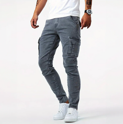 Jean Slim Homme Cargo Noir Tendance - BerlinGlamour