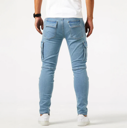 Jean Slim Homme Cargo Noir Tendance