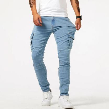 Jean Slim Homme Cargo Noir Tendance