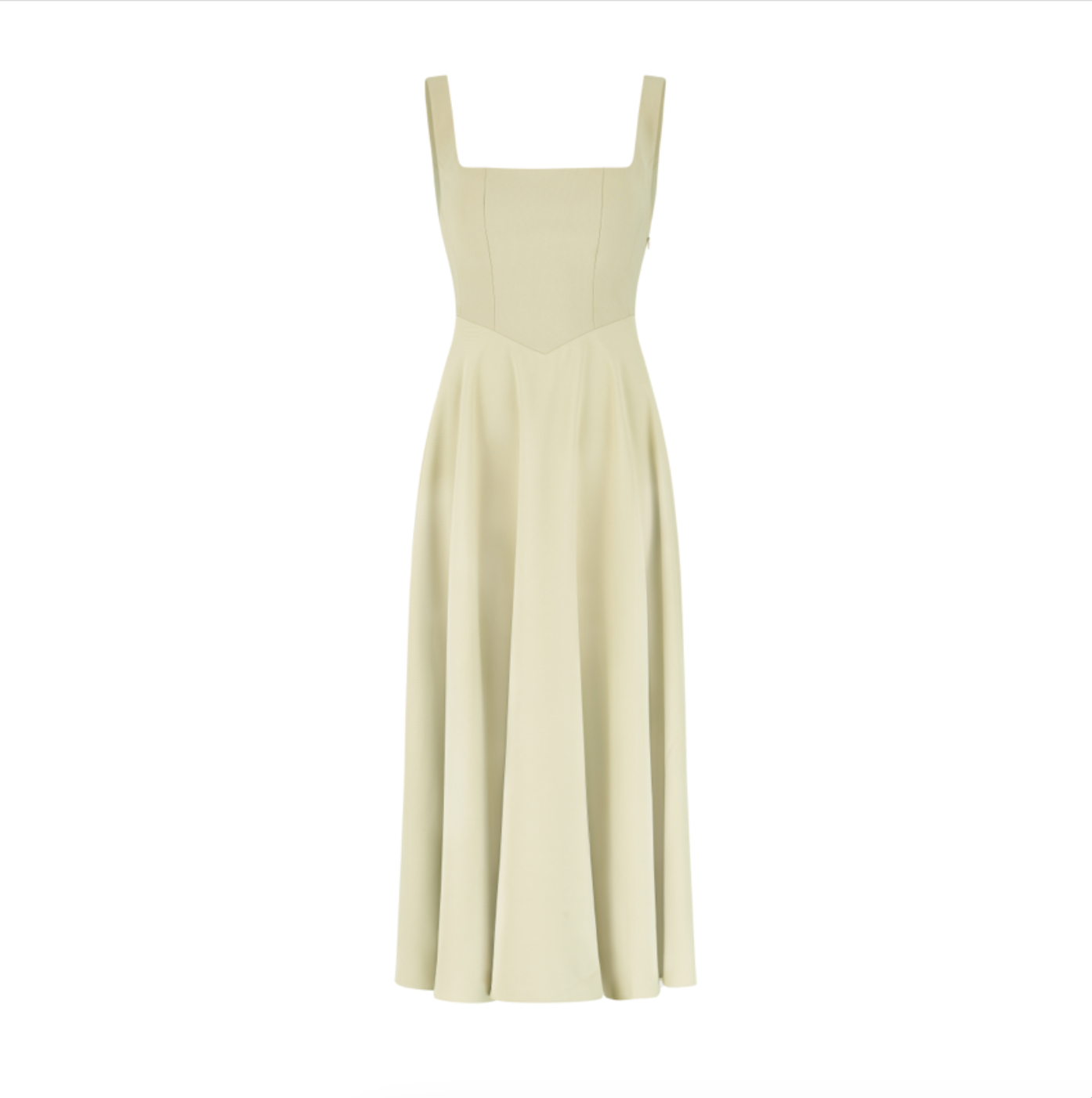 Robe Longue Évasée à Épaules Carrées - Noir, Blanc, Menthe
