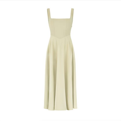 Robe Longue Évasée à Épaules Carrées - Noir, Blanc, Menthe