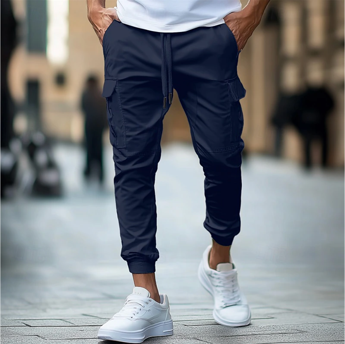 Pantalon Homme Cargo Noir Foncé et Confortable - PanierRoyale