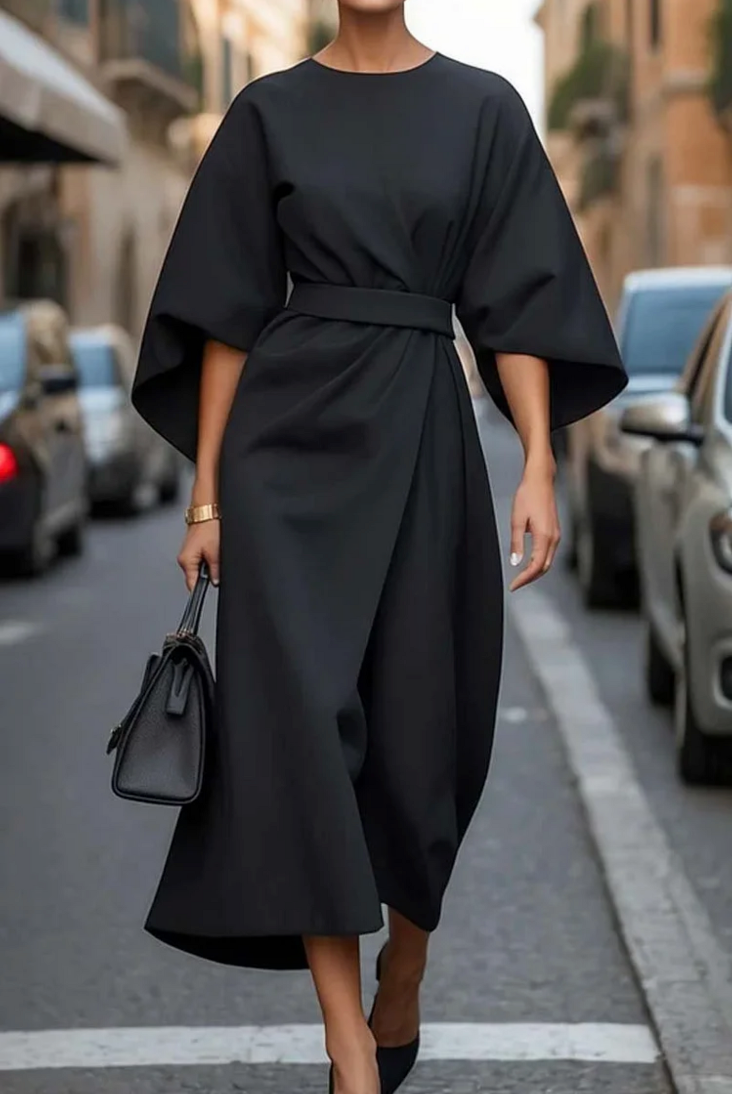 Robe Hiver Midi Manches Longues Féminine
