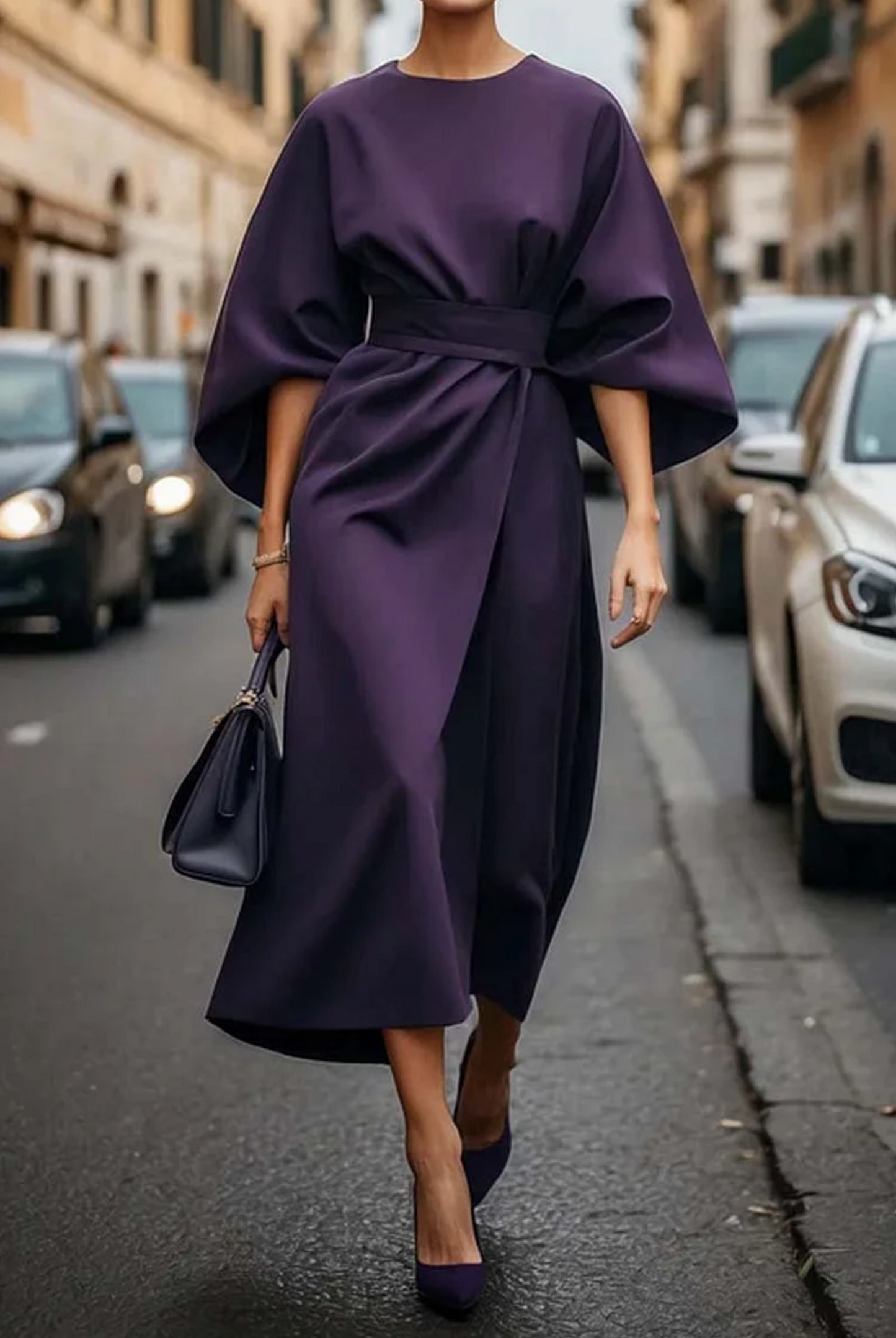 Robe Hiver Midi Manches Longues Féminine