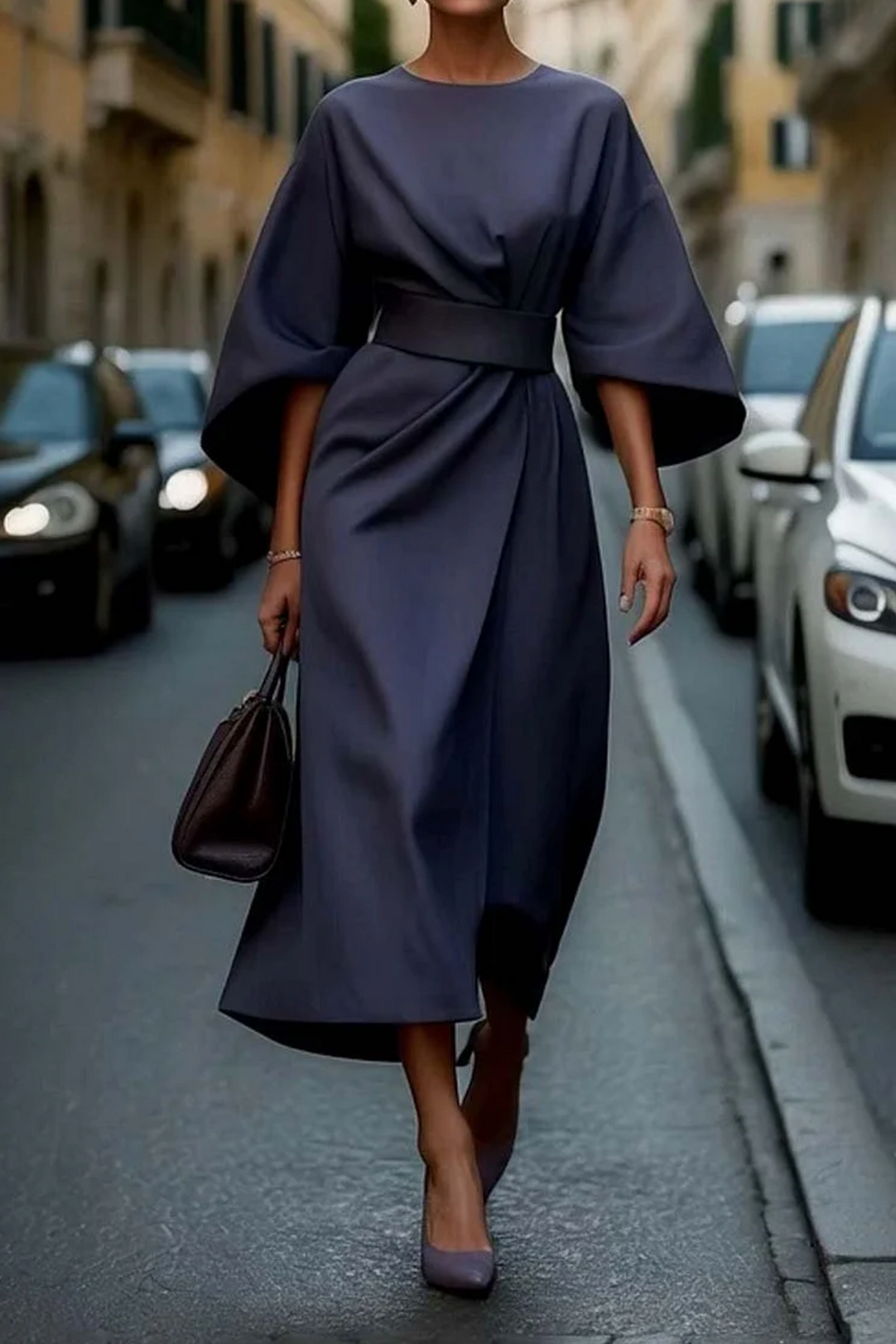 Robe Hiver Midi Manches Longues Féminine
