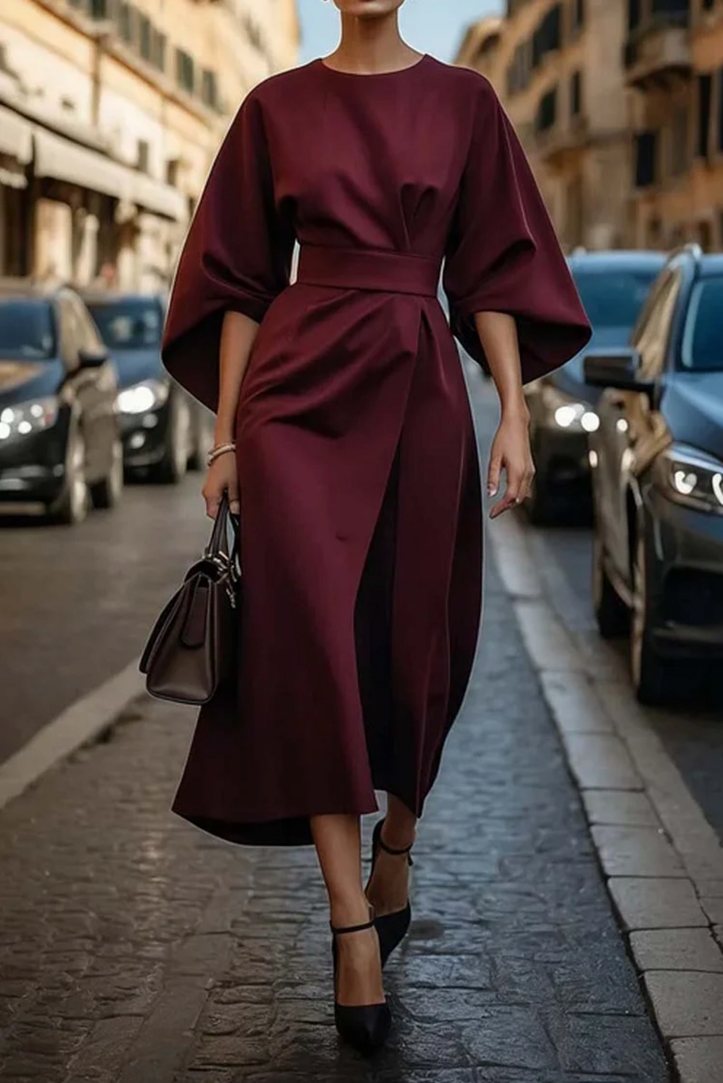 Robe Hiver Midi Manches Longues Féminine