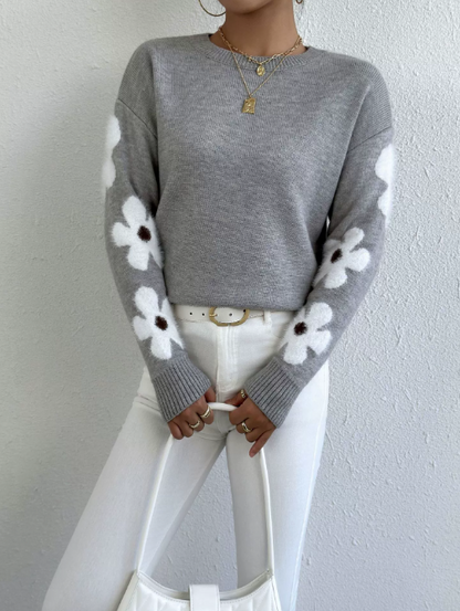 Pull Femme Hiver Floral Élégant et Confortable