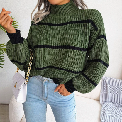 Pull Femme Col Montant Laine Mérinos Chaude et Confortable