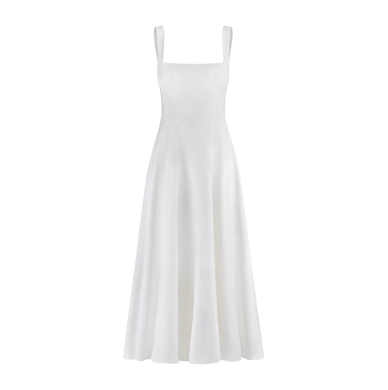 Robe Longue Évasée à Épaules Carrées - Noir, Blanc, Menthe