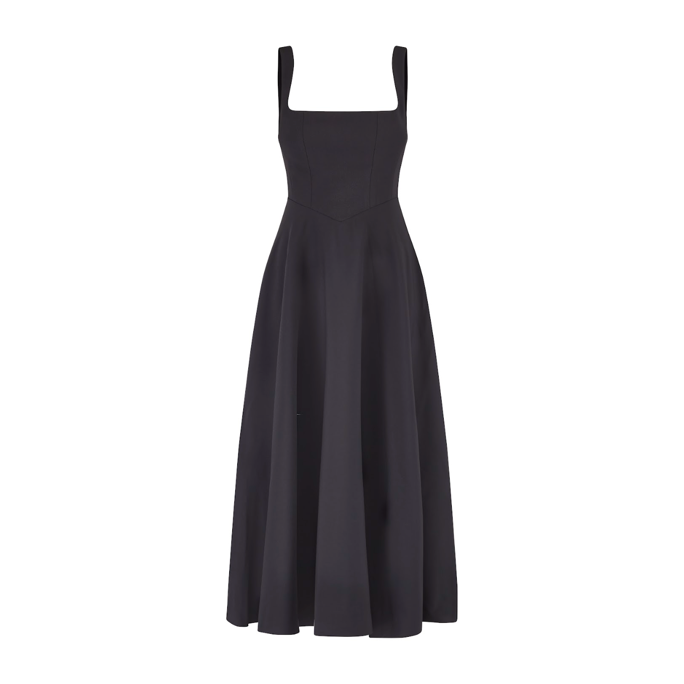 Robe Longue Évasée à Épaules Carrées - Noir, Blanc, Menthe
