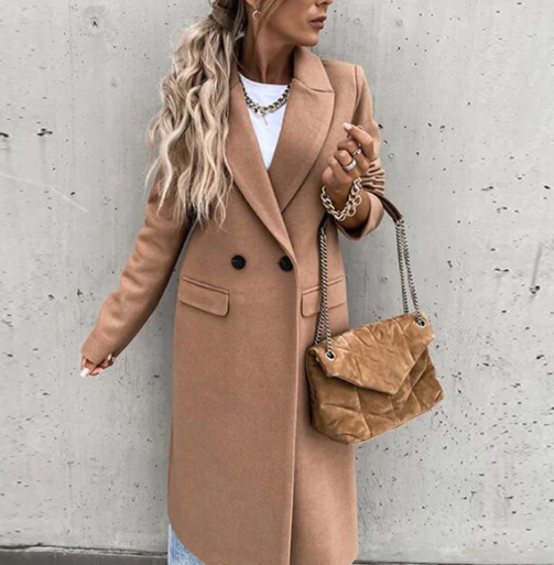 Manteau Femme Élégant à Manches Longues et Fermeture Boutons