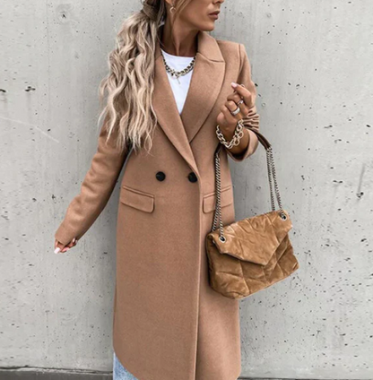 Manteau Femme Élégant à Manches Longues et Fermeture Boutons