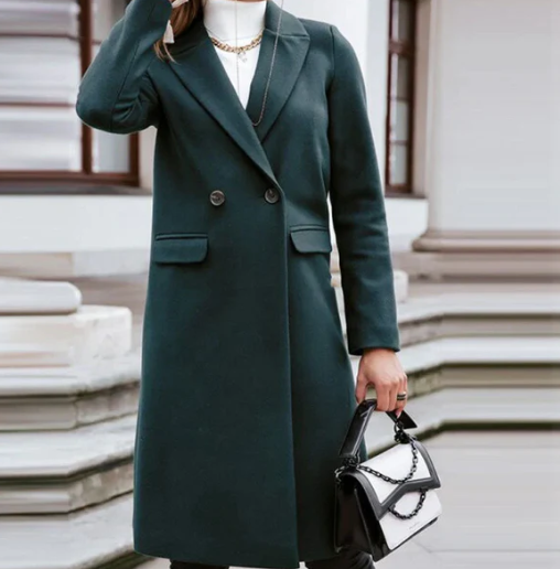 Manteau Femme Élégant à Manches Longues et Fermeture Boutons