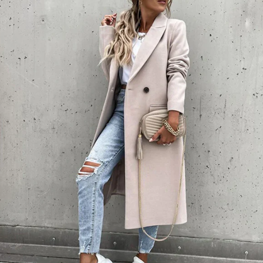 Manteau Femme Élégant à Manches Longues et Fermeture Boutons