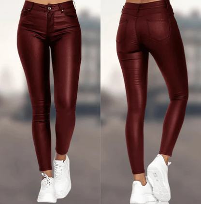 Jean Femme Slim Taille Haute avec Poches et Fermeture Éclair