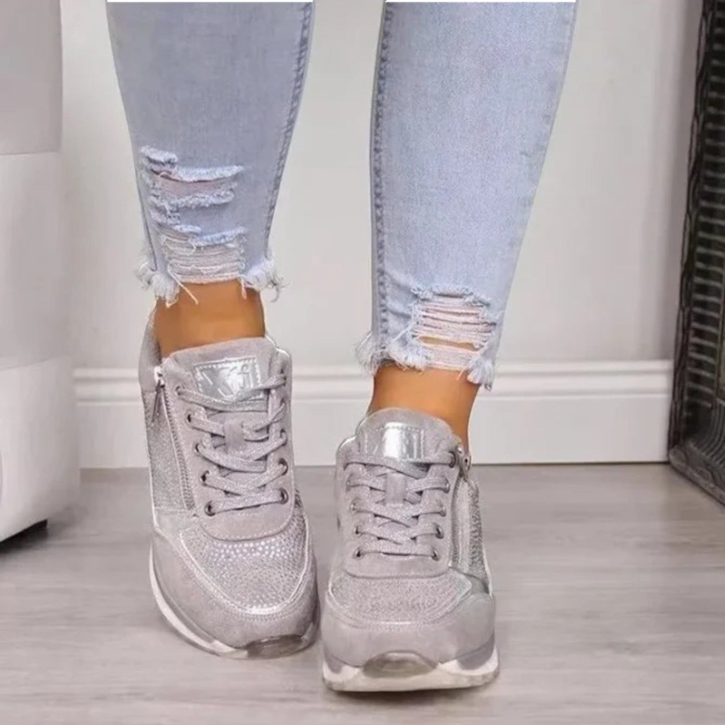 Baskets Mode Femmes à Lacets Éclair