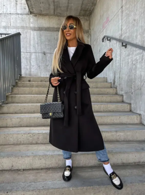 Manteau Femme Taille Élégante avec Ceinture