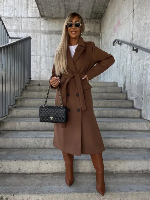 Manteau Femme Hiver Long Élégant avec Ceinture Amovible - PanierRoyale