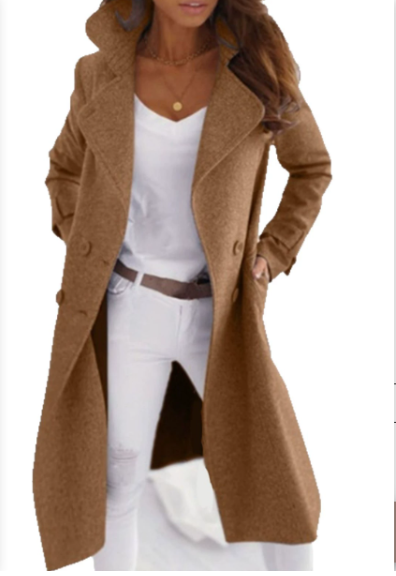 Manteau Femme Laine Fermeture Boutons Coupe Classique