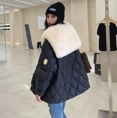 Veste Femme Hiver Fourrure Synthétique avec Capuche et Fermeture Éclair - PanierRoyale