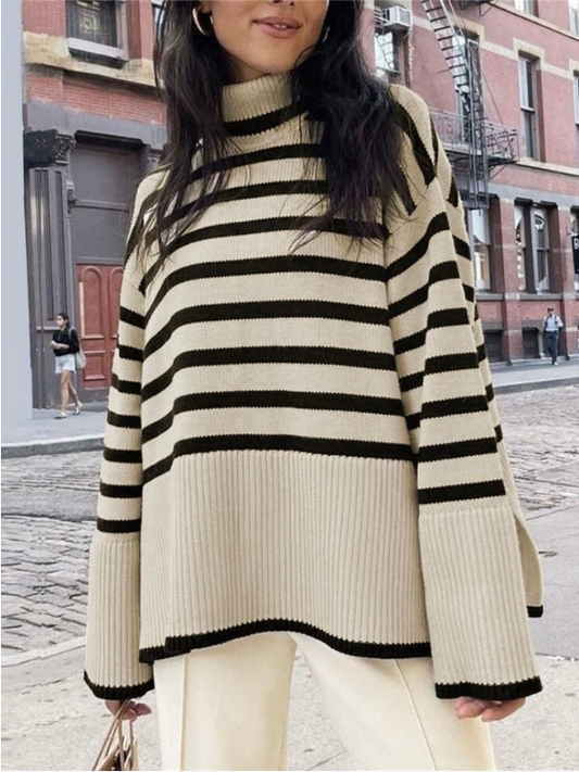 Pull Femme Rayé Col Rond Décontracté et Confortable - PanierRoyale