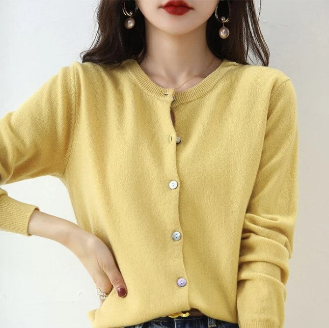 Cardigan Femme Manches Longues Boutons Classique
