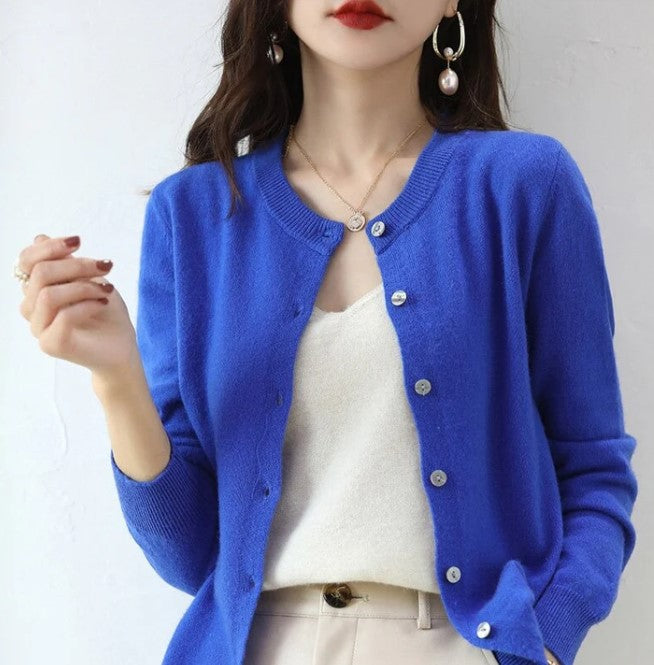 Cardigan Femme Manches Longues Boutons Classique