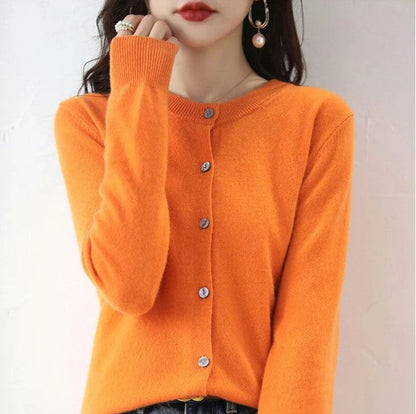 Cardigan Femme Manches Longues Boutons Classique