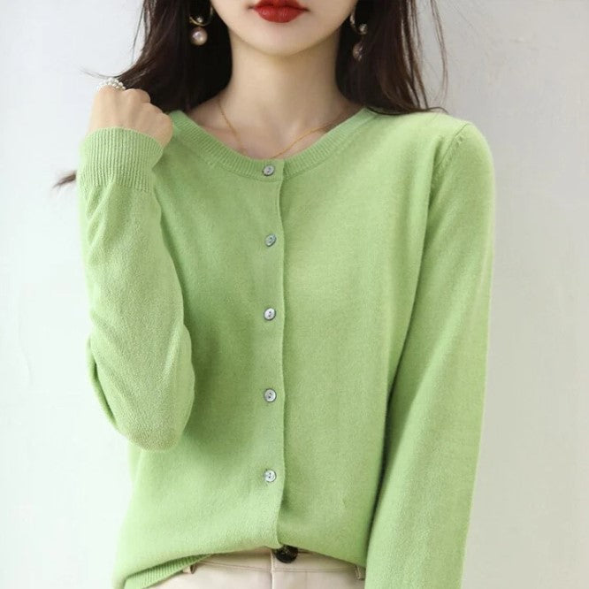 Cardigan Femme Manches Longues Boutons Classique