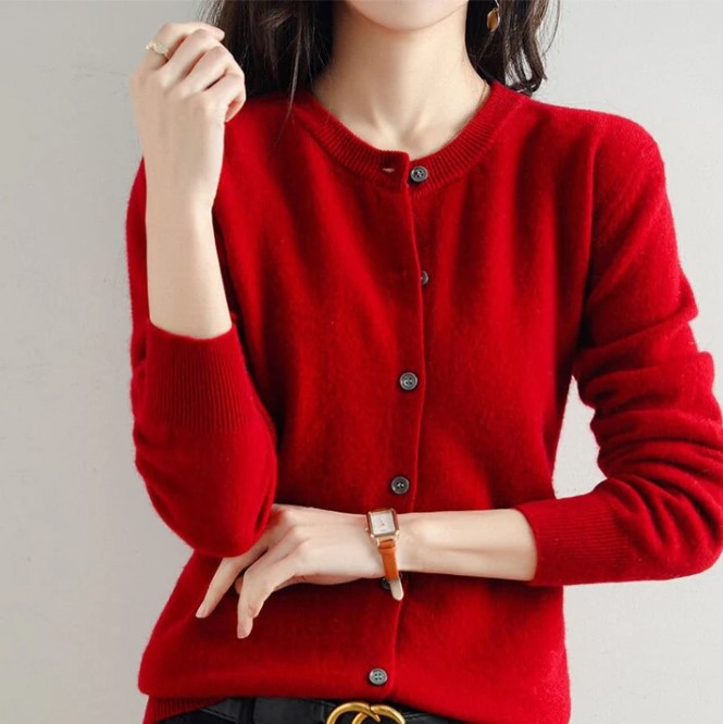 Cardigan Femme Manches Longues Boutons Classique