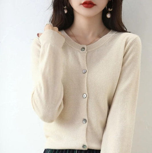 Cardigan Femme Manches Longues Boutons Classique - PanierRoyale