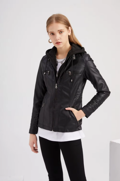 Blouson Cuir Simili Femme Élégant