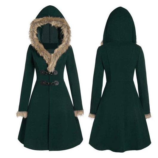Poncho à capuche Mi-longueur Doux et Chaud