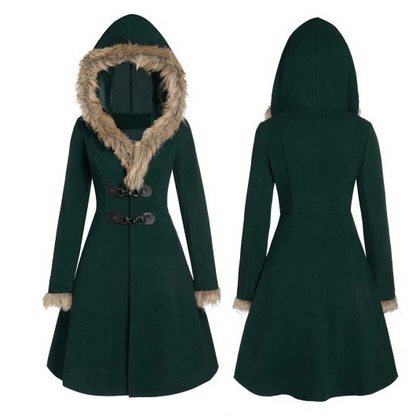 Poncho à capuche Mi-longueur Doux et Chaud
