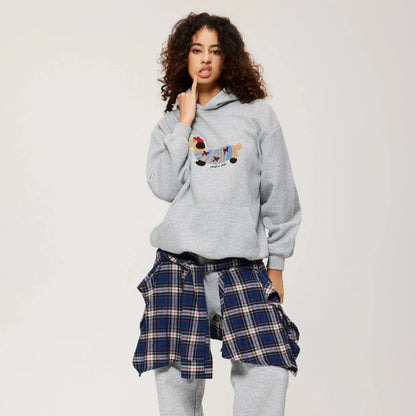 Sweat à Capuche Chien Oversize Gris Clair