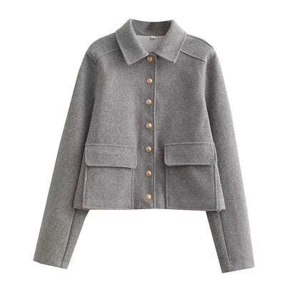 Veste femme décontractée courte boutonnée