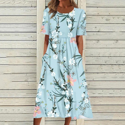 Robe Été Florale Femme - Robe Blanche Légère et Décontractée