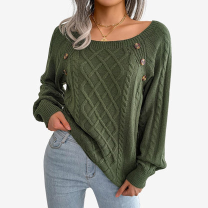 Pull à Manches Longues en Maille Élégant Boutonné