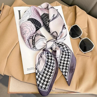 Foulard Carré Femme Satin Imprimé Multi-usage