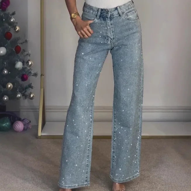 Jean Femme Slim Élégant avec Paillettes Brillantes - PanierRoyale