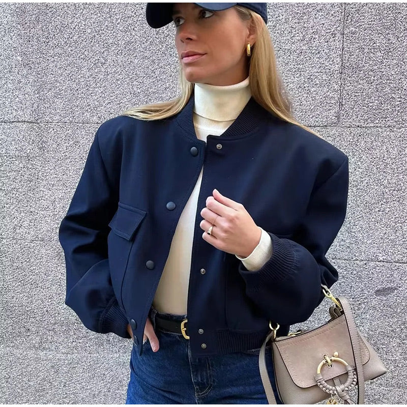Blouson Femme Streetwear Court à Boutons - BerlinGlamour
