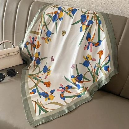 Foulard Carré Femme Satin Imprimé Multi-usage