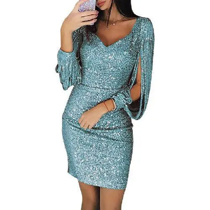 Robe de soirée glamour pailletée femme