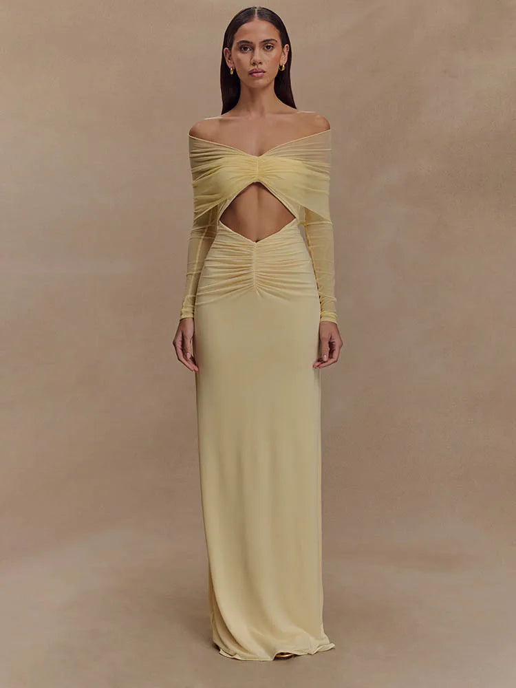 Robe Longue Femme Manches Longues Décolleté Séductrice - BerlinGlamour