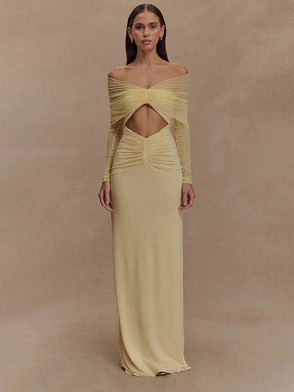 Robe Longue Femme Manches Longues Décolleté Séductrice - BerlinGlamour