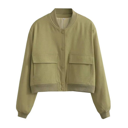 Blouson Femme Streetwear Court à Boutons