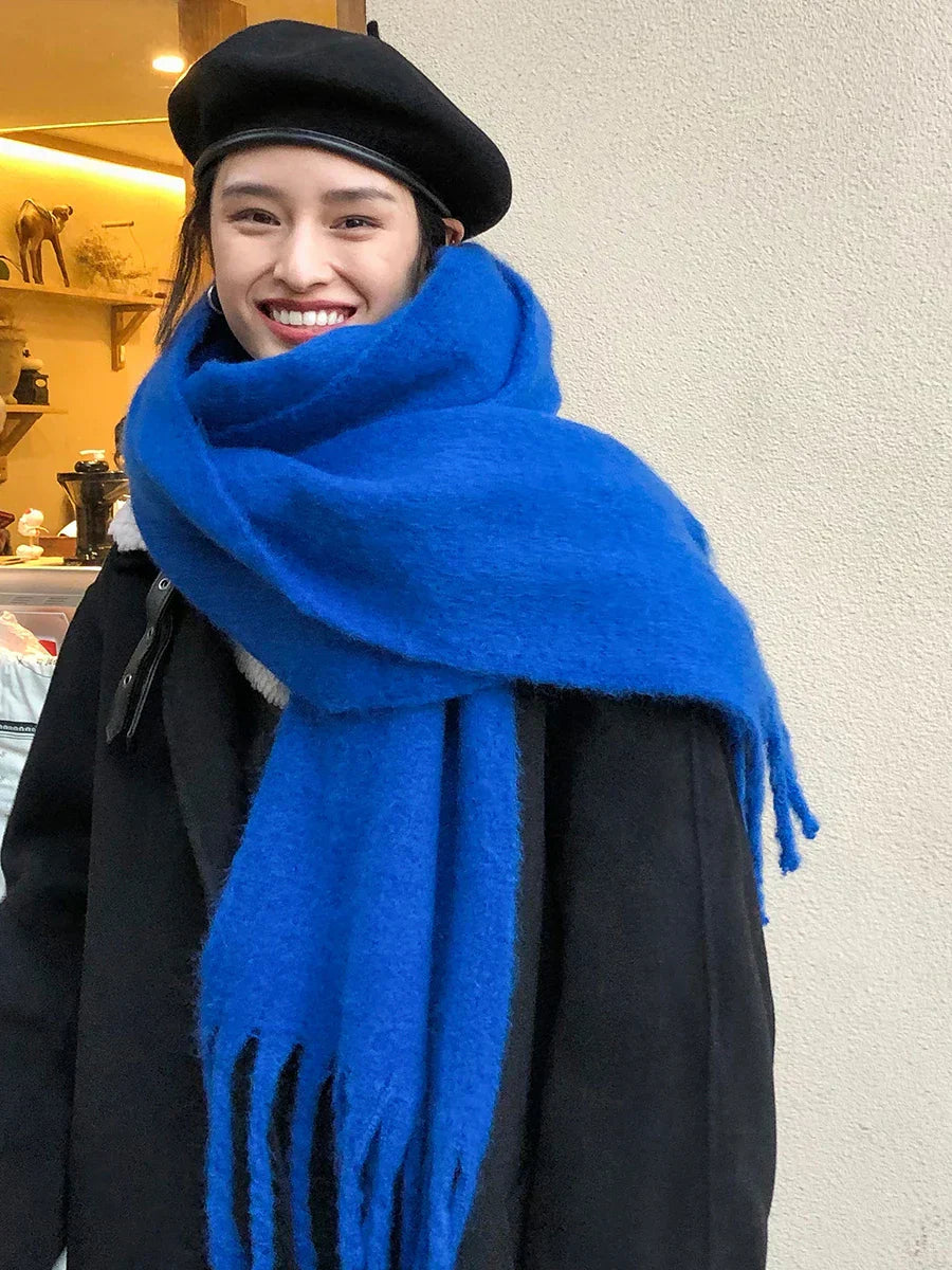 Écharpe Femme en Laine Douce avec Frange pour Hiver - PanierRoyale
